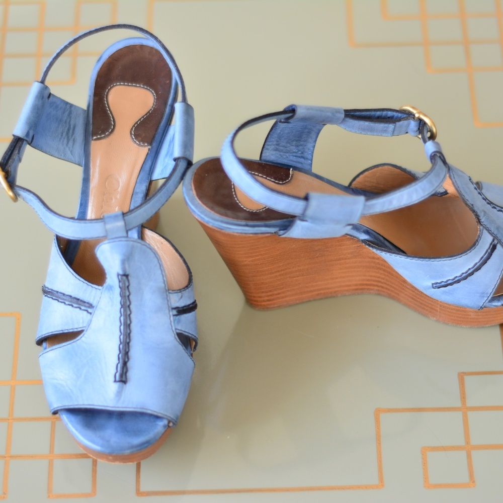 Chloe || Leather Wedge Platform Sandals